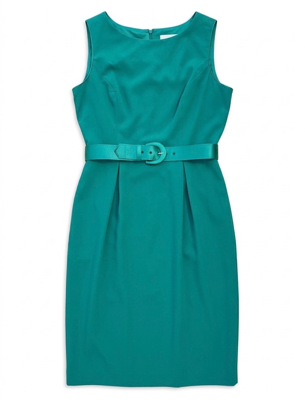 Talbots Teal Sleeveless Belted Sheath Dress
